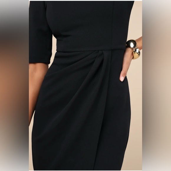 Lulus Westwood Black Half Sleeve Sheath Dress Size Small - Picture 4 of 11